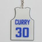 Custom basketball jersey keychain in biodegradable PLA — personalized with team name, player name and number by Aurelis Design Studio