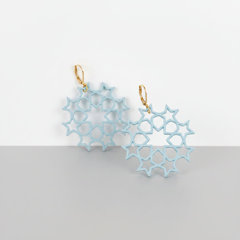 Star Cluster Earrings in light blue color — lightweight eco-friendly PLA jewelry by Aurelis Design Studio