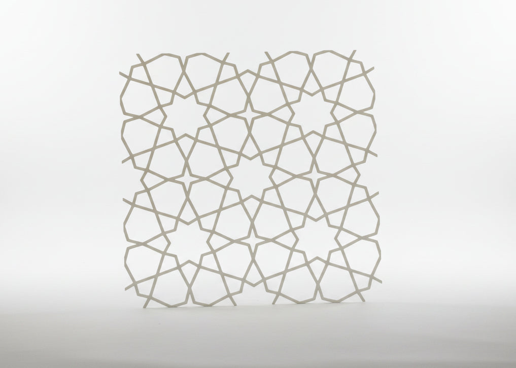 Ivory arabesque geometric wall art in cream white, eco-friendly biodegradable PLA, 30x30cm
