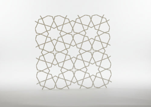 Ivory arabesque geometric wall art in cream white, eco-friendly biodegradable PLA, 30x30cm
