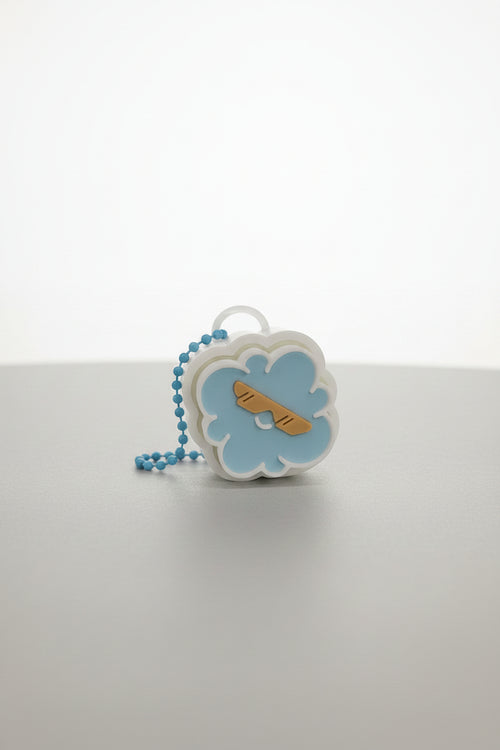 Cloud Clicker desk fidget — side view, with keychain, biodegradable PLA by Aurelis Design Studio 