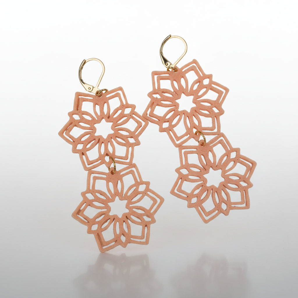 Snowflake Earrings in Peach — playful winter earrings by Aurelis Design Studio
