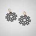 Close-up of Star Cluster Earrings showing biodegradable PLA material and star detail in black color by Aurelis Design Studio