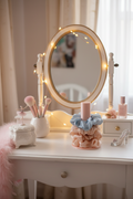 Lifestyle Photo showing versatile Holder styled with scrunchies, on a vanity by Aurelis Design Studio
