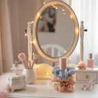 Lifestyle Photo showing versatile Holder styled with scrunchies, on a vanity by Aurelis Design Studio