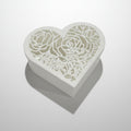 Heart Jewellery Box in White – lace lid detail, biodegradable PLA by Aurelis Design Studio
