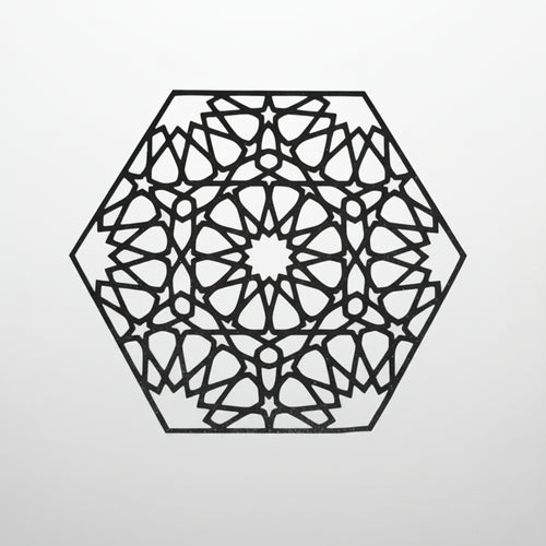 Noir arabesque geometric wall art in black, eco-friendly biodegradable PLA, 30x30cm