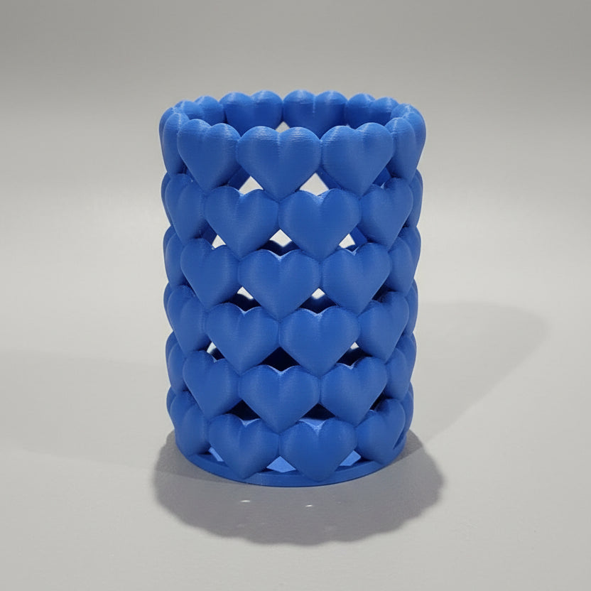 Heart Cylinder Container in Blue – biodegradable PLA, small storage container by Aurelis Design Studio
