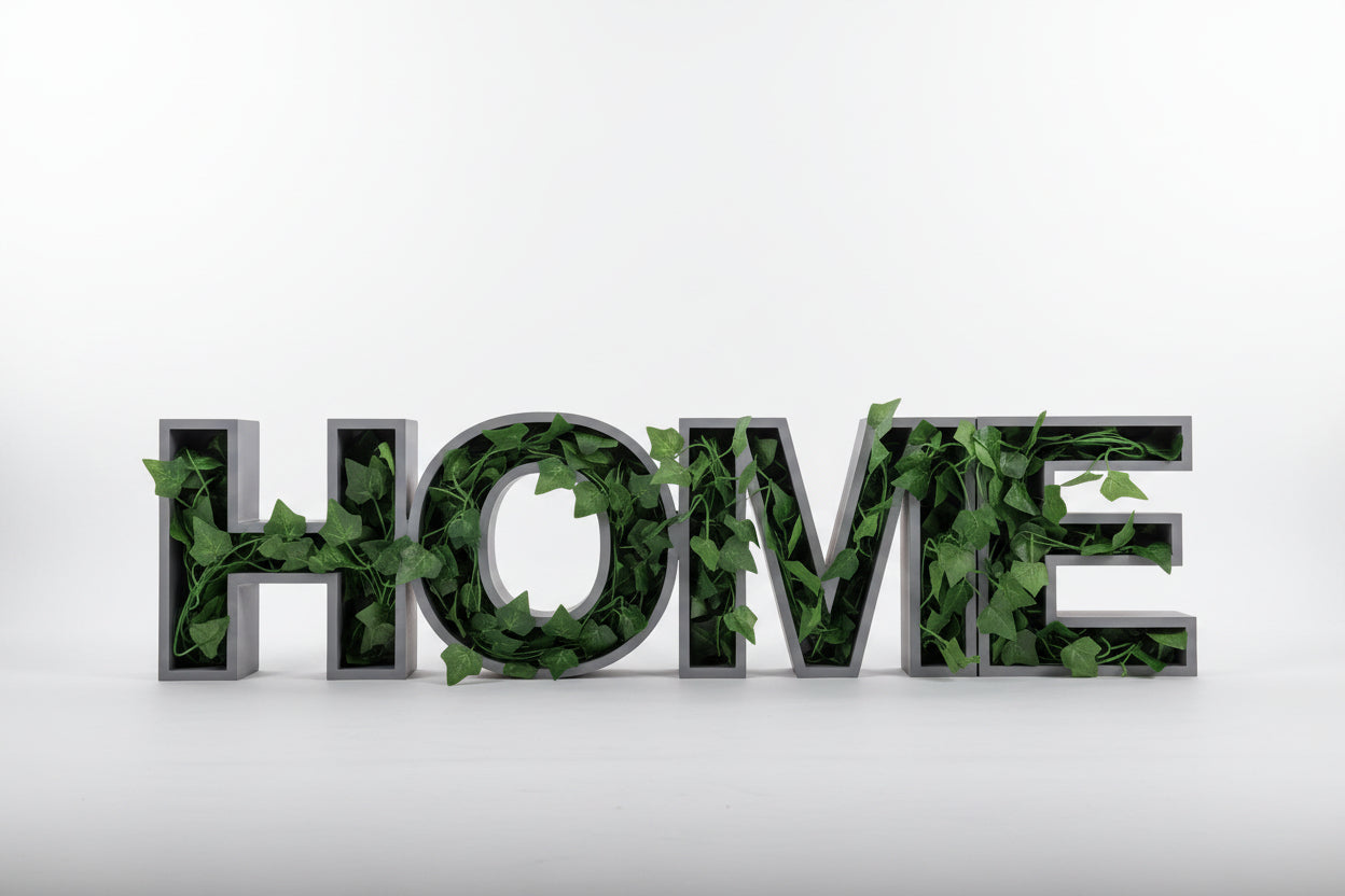 Bespoke 3D printed custom hollow fillable text with decorative leaves – Aurelis Design Studio