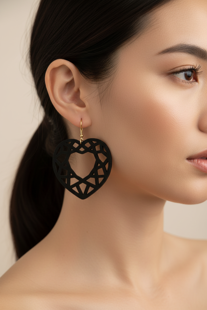 Geometric Heart Earrings