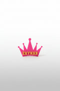 Crown-style personalized Croc charm with custom name, made from eco-friendly biodegradable PLA