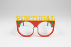 Red and green sunglasses with 'Portugal' text on a white background