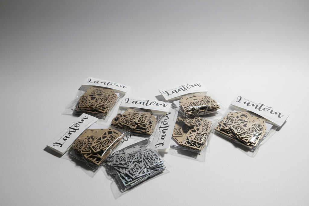 DIY lantern kit — disassembled components in biodegradable PLA by Aurelis Design Studio