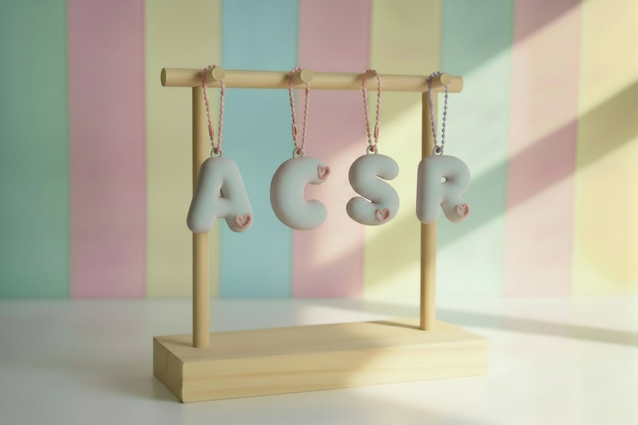 Personalized Bubble Letter Keychain