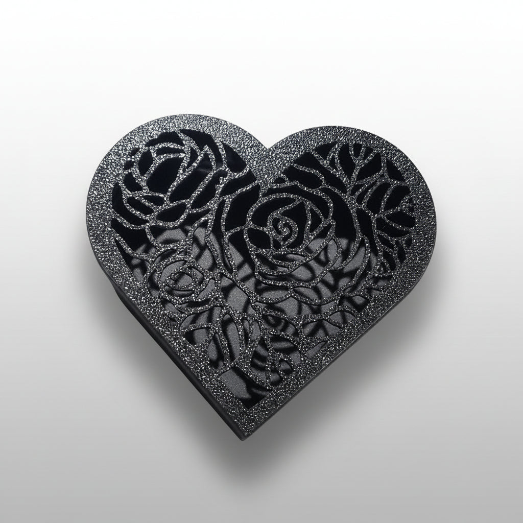 Heart Jewellery Box in Black – biodegradable PLA by Aurelis Design Studio