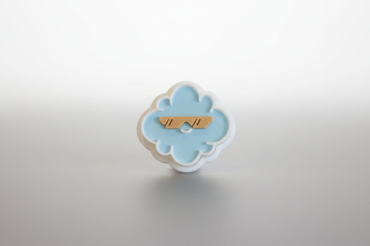 Cloud Clicker fidget toy in biodegradable PLA by Aurelis Design Studio